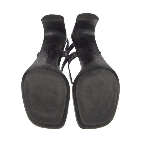 Gucci Authentic Solid Black Leather Thong Slingback Medium Heel Sandals 6.5 - Picture 5 of 8